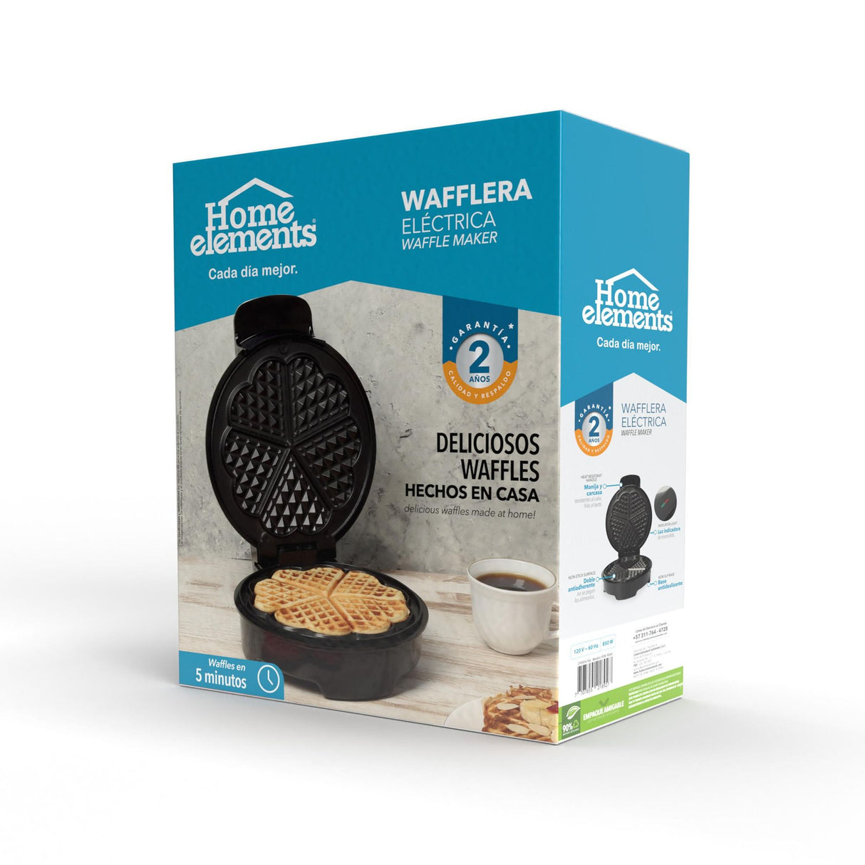 Waflera Negro 18.5x8cm de Un Puesto con Luz Indicadora - SANDUCHERAS Y WAFLERAS | Bylmo