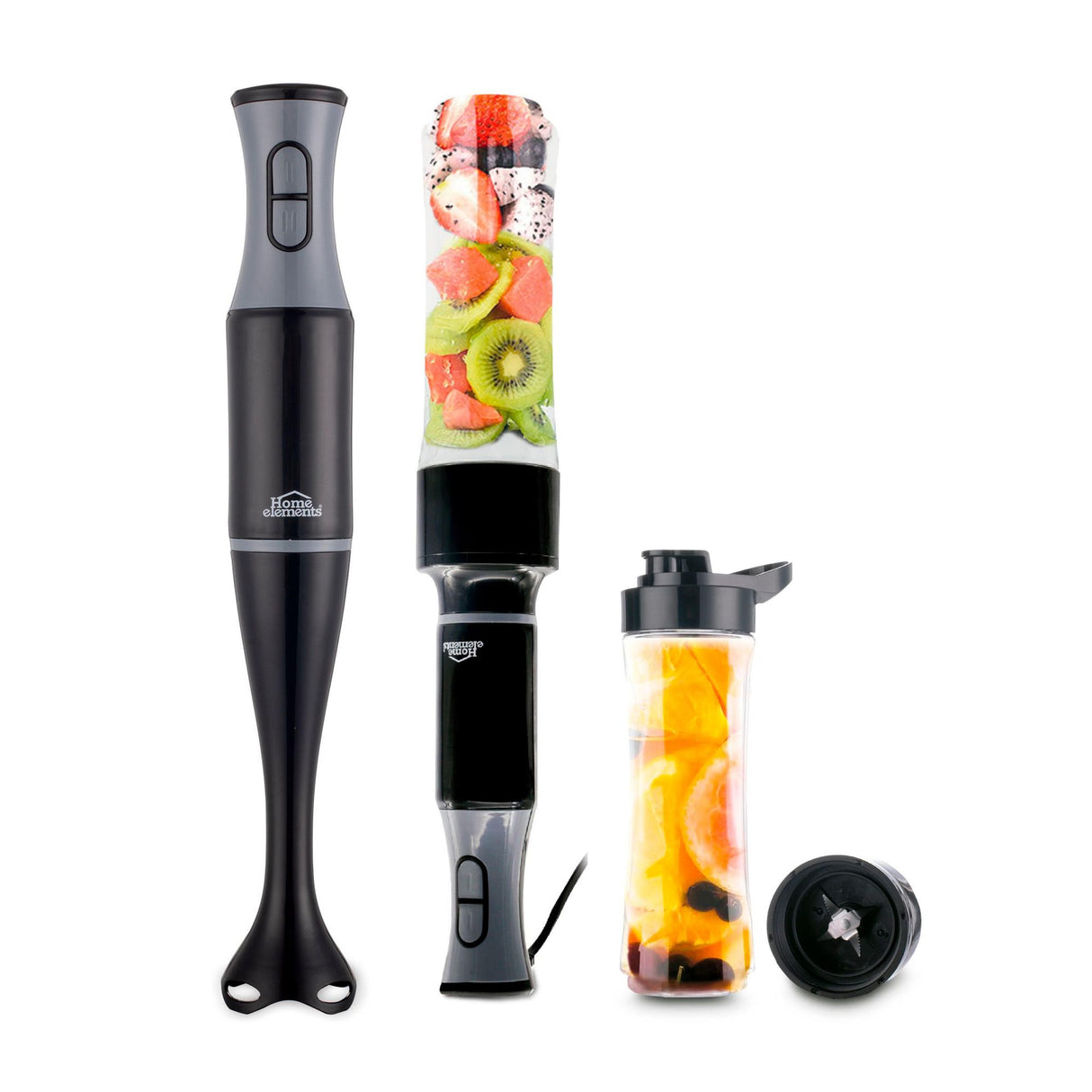 Licuadora y Batidora de Inmersion Tritan Negro y Plateado 8x47cm De Cuatro Aspas y 0.6 Litros - LICUADORAS Y PROCESADORES | Bylmo