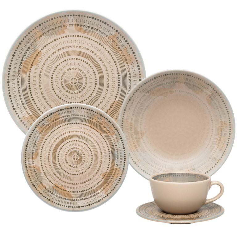 Juego De Vajillas 20 Piezas Unni Multicolor 28x28cm Circular Para Cuatro Puestos - VAJILLA | Bylmo