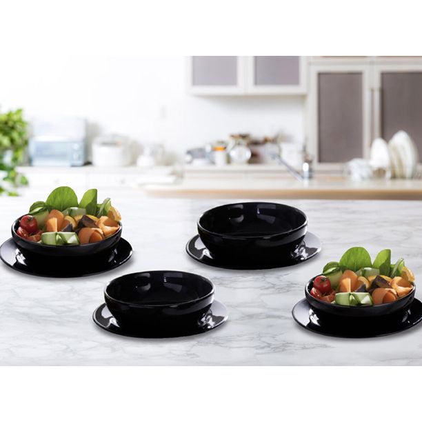 Juego De Vajillas 8 Piezas Negra 22x21cm Circular Para Cuatro Puestos - VAJILLA | Bylmo