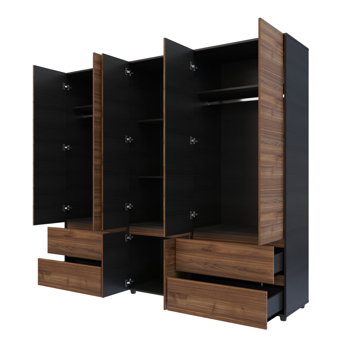 Closet Dallas Gales y Wengue 220x200cm con Cuatro Cajones y con Doce Compartimientos - CLOSETS | Bylmo