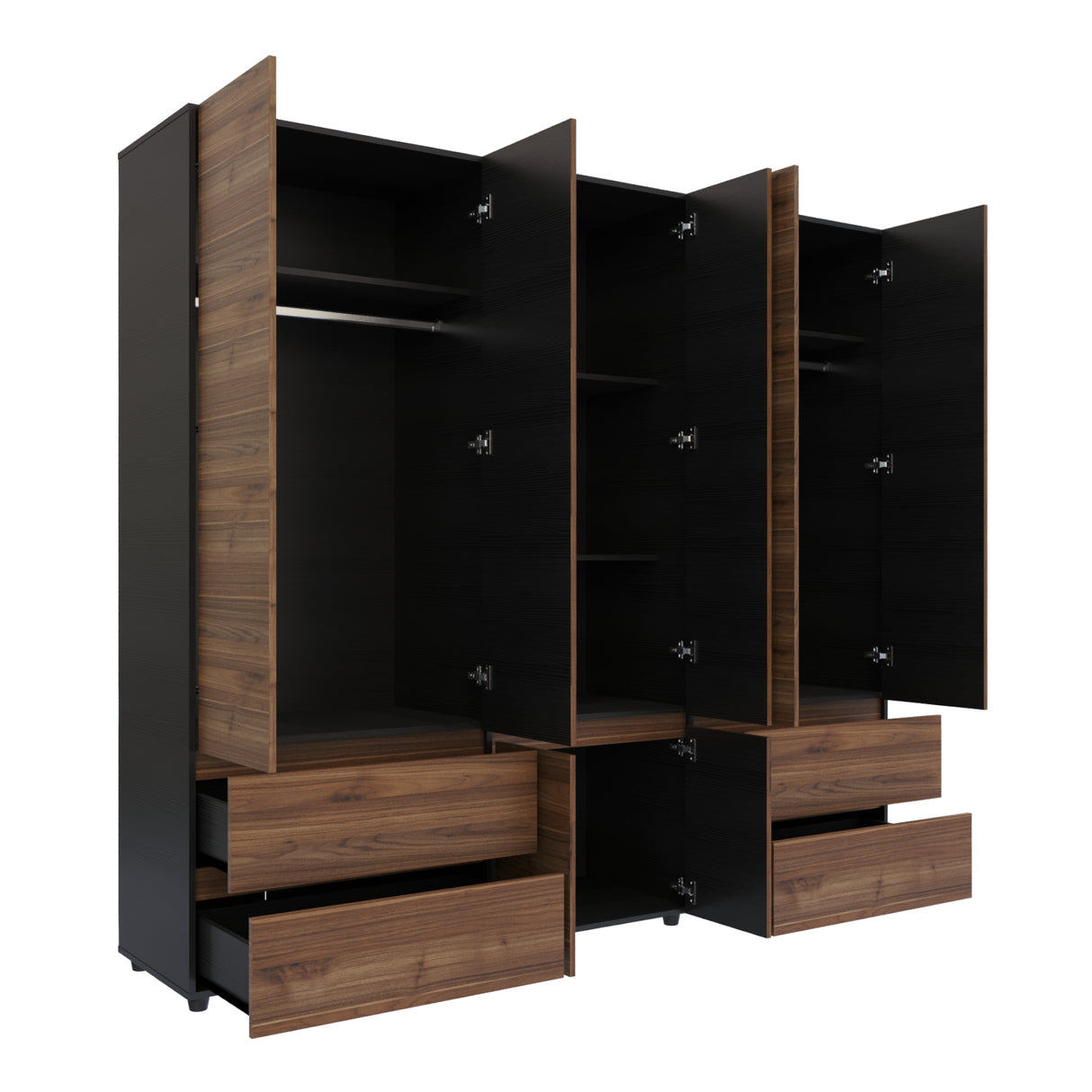 Closet Dallas Gales y Wengue 220x200cm con Cuatro Cajones y con Doce Compartimientos - CLOSETS | Bylmo