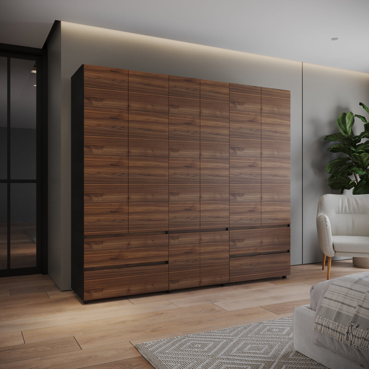 Closet Dallas Gales y Wengue 220x200cm con Cuatro Cajones y con Doce Compartimientos - CLOSETS | Bylmo