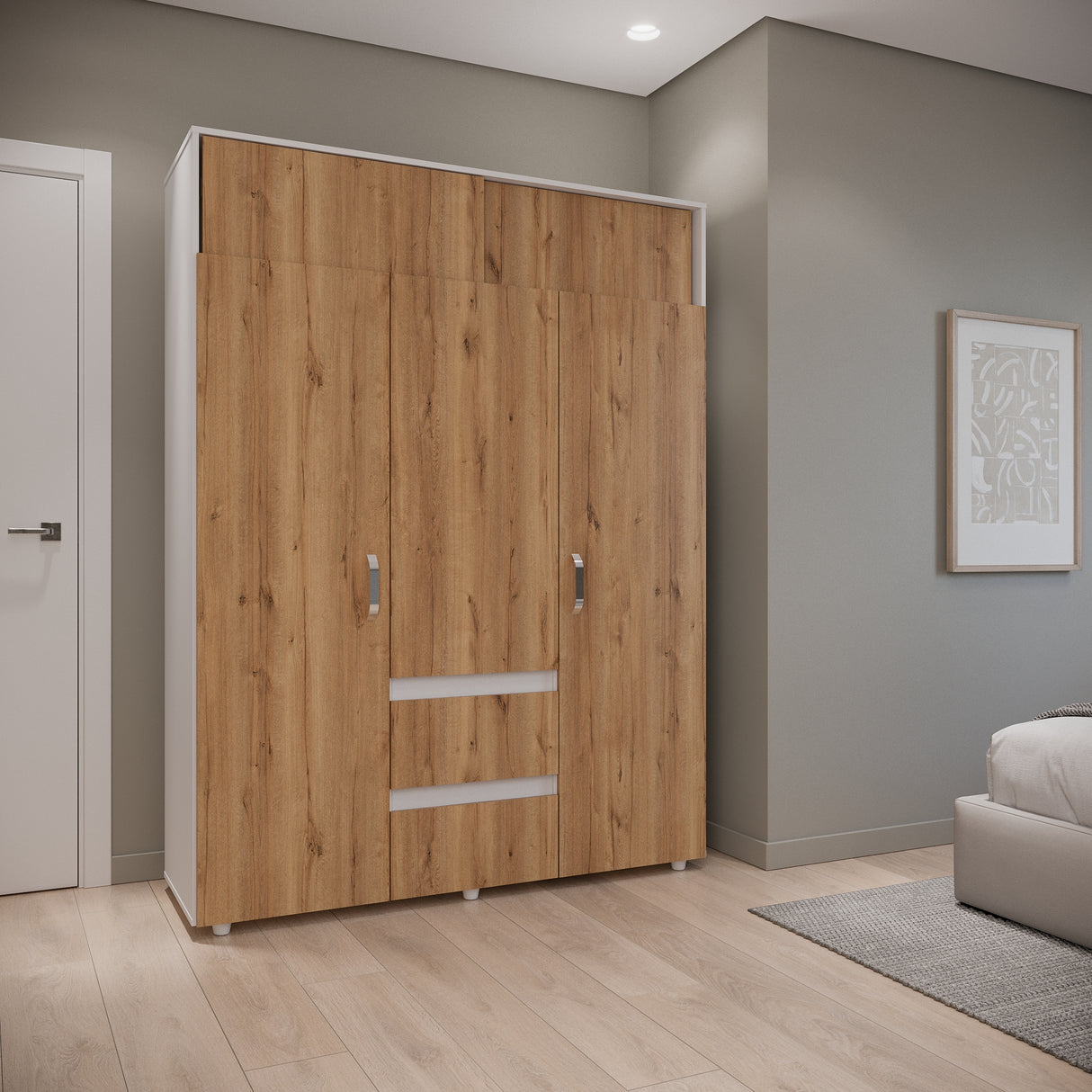 Closet Aurora Duna y Blanco 150x200cm con Dos Cajones y con Ocho Compartimientos - CLOSETS | Bylmo