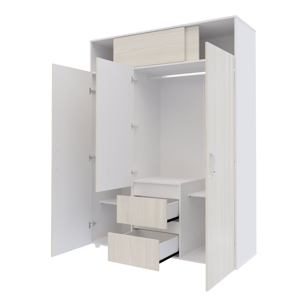 Closet Aurora Niebla y Blanco 150x200cm con Dos Cajones y con Ocho Compartimientos - CLOSETS | Bylmo