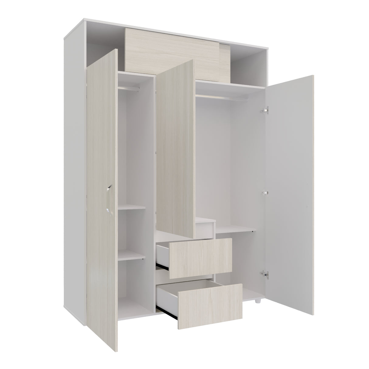 Closet Aurora Niebla y Blanco 150x200cm con Dos Cajones y con Ocho Compartimientos - CLOSETS | Bylmo