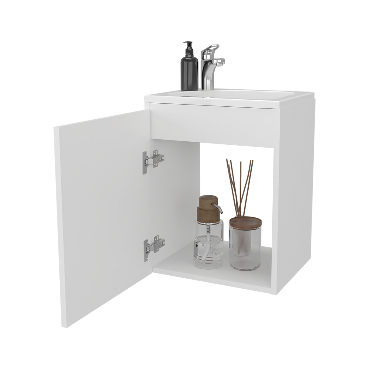 Mueble para Lavamanos Individual Saju Blanco 40x50cm Flotante con Lavamanos de Sobreponer - MUEBLES PARA LAVAMANOS | Bylmo