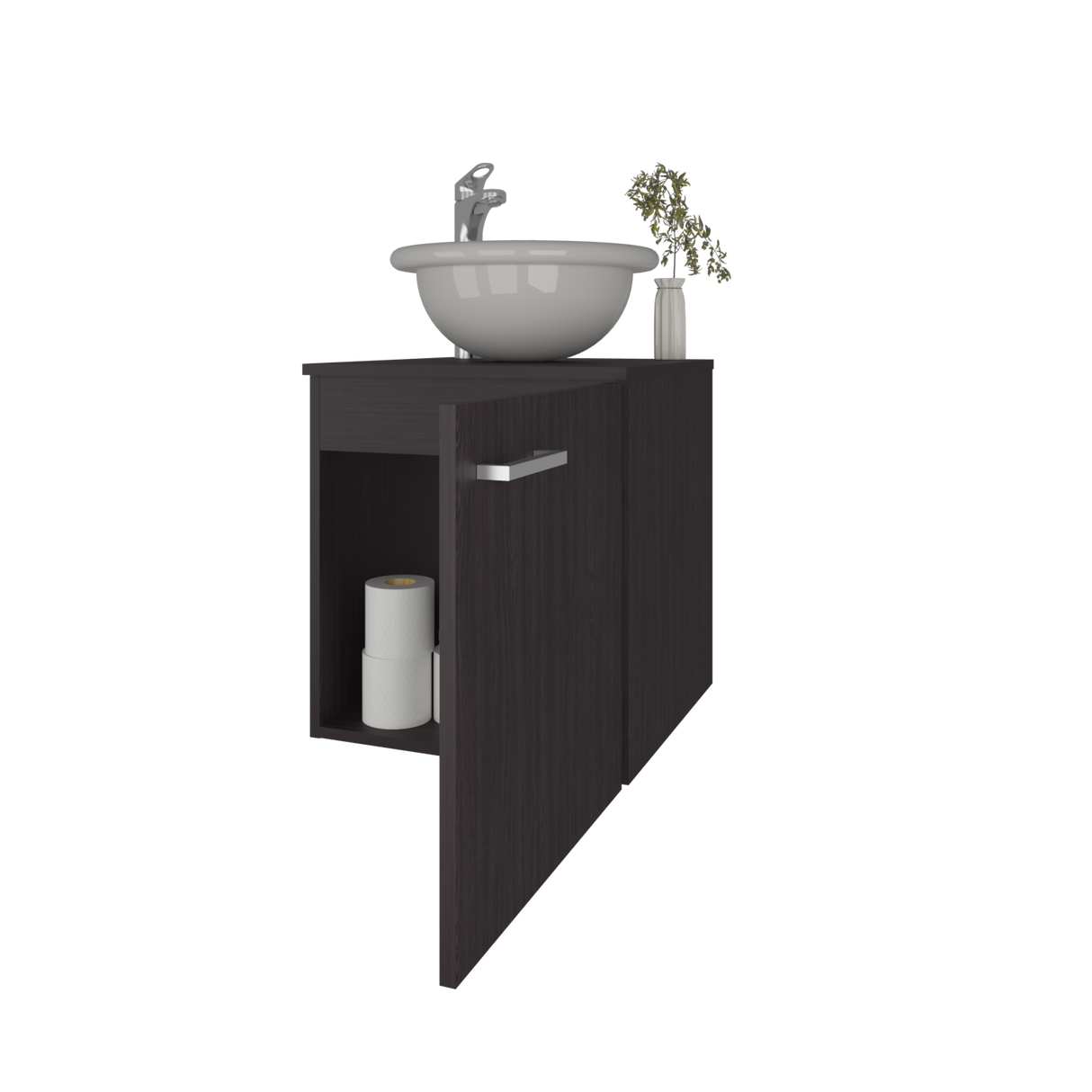 Mueble para Lavamanos Individual Clyde Wengue 45x50cm Flotante con Lavamanos de Vessel - MUEBLES PARA LAVAMANOS | Bylmo