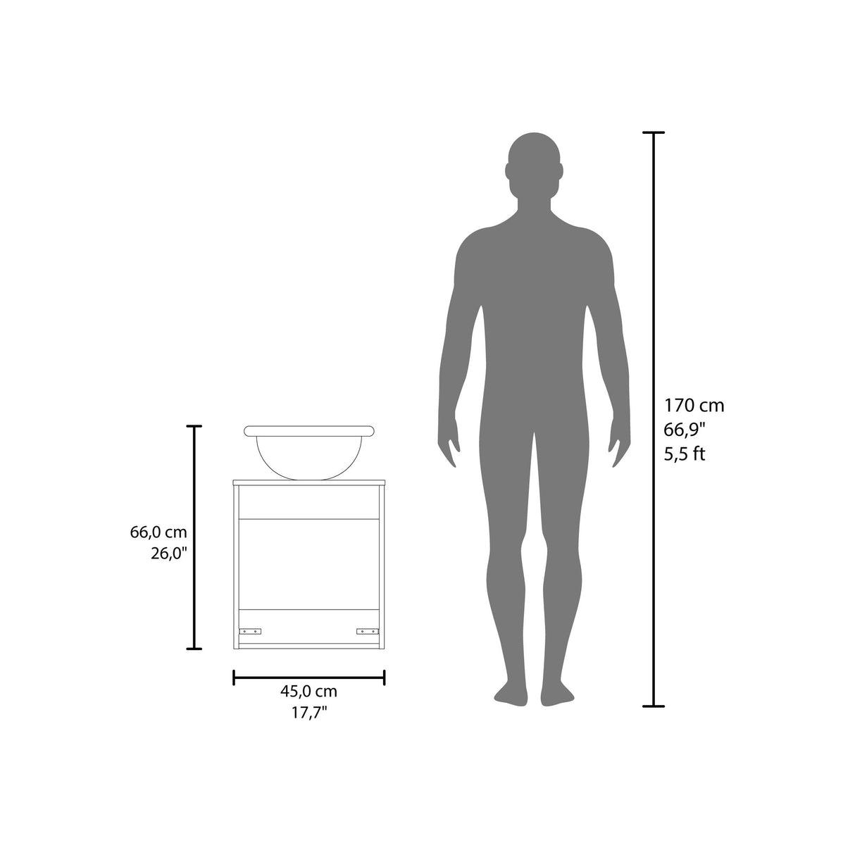 Mueble para Lavamanos Individual Clyde Wengue 45x50cm Flotante con Lavamanos de Vessel - MUEBLES PARA LAVAMANOS | Bylmo