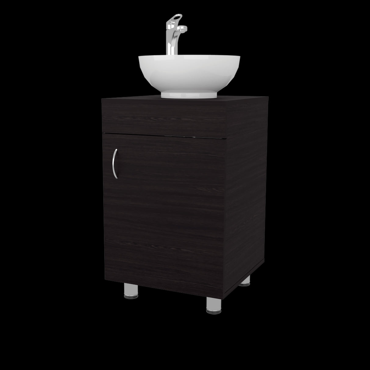 Mueble para Lavamanos Individual Tacna Wengue 45x72cm con Patas y Lavamanos de Vessel - MUEBLES PARA LAVAMANOS | Bylmo