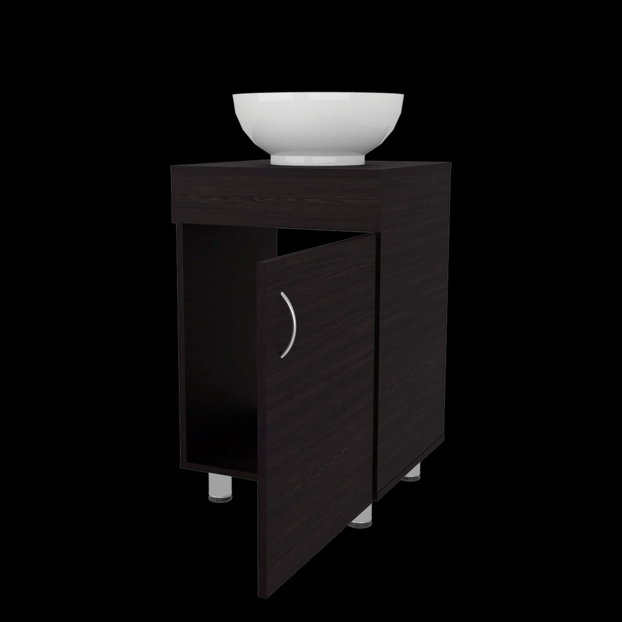 Mueble para Lavamanos Individual Tacna Wengue 45x72cm con Patas y Lavamanos de Vessel - MUEBLES PARA LAVAMANOS | Bylmo