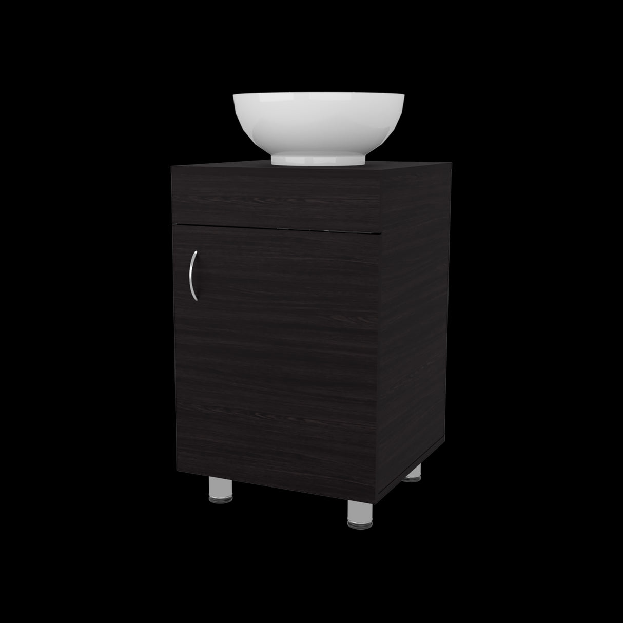 Mueble para Lavamanos Individual Tacna Wengue 45x72cm con Patas y Lavamanos de Vessel - MUEBLES PARA LAVAMANOS | Bylmo