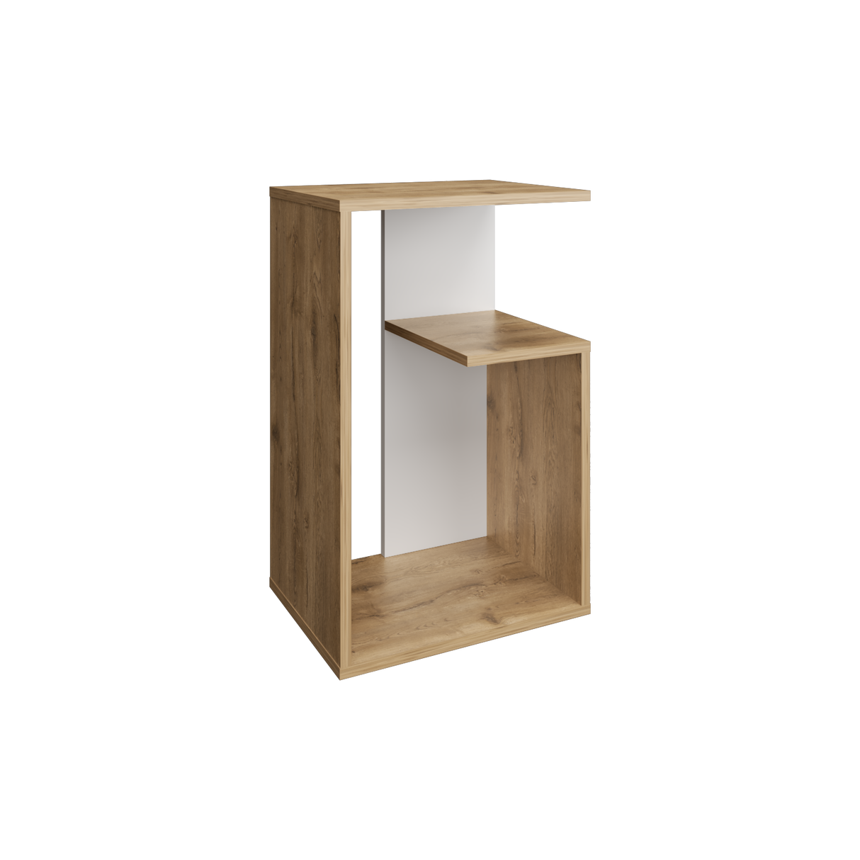 Mesa Auxiliar Rectangular Everett Macadamia y Blanco 40x63cm con Tres Compartimientos - MESAS AUXILIARES | Bylmo