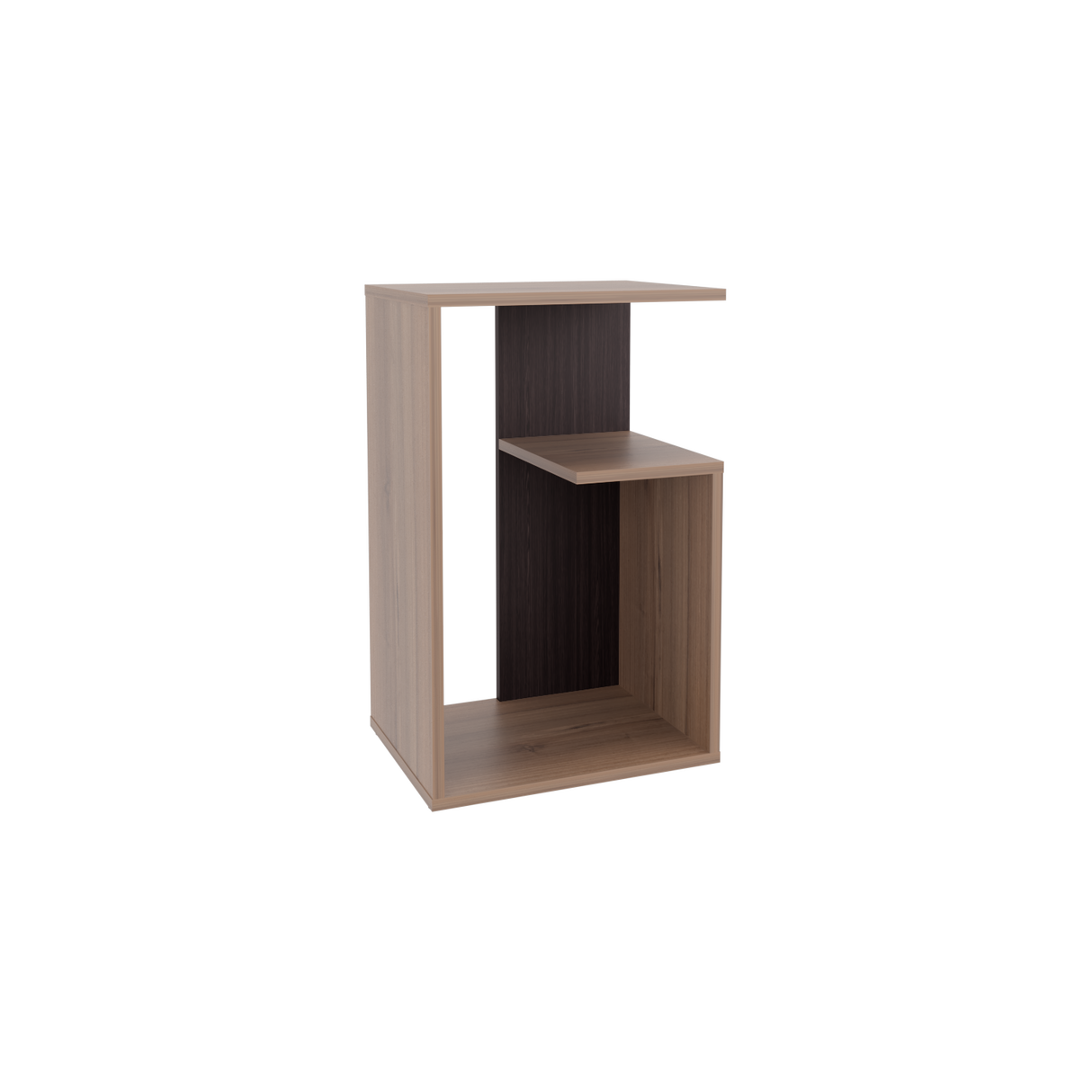 Mesa Auxiliar Rectangular Everett Cafe Expreso y Wengue 40x63cm con Tres Compartimientos - MESAS AUXILIARES | Bylmo