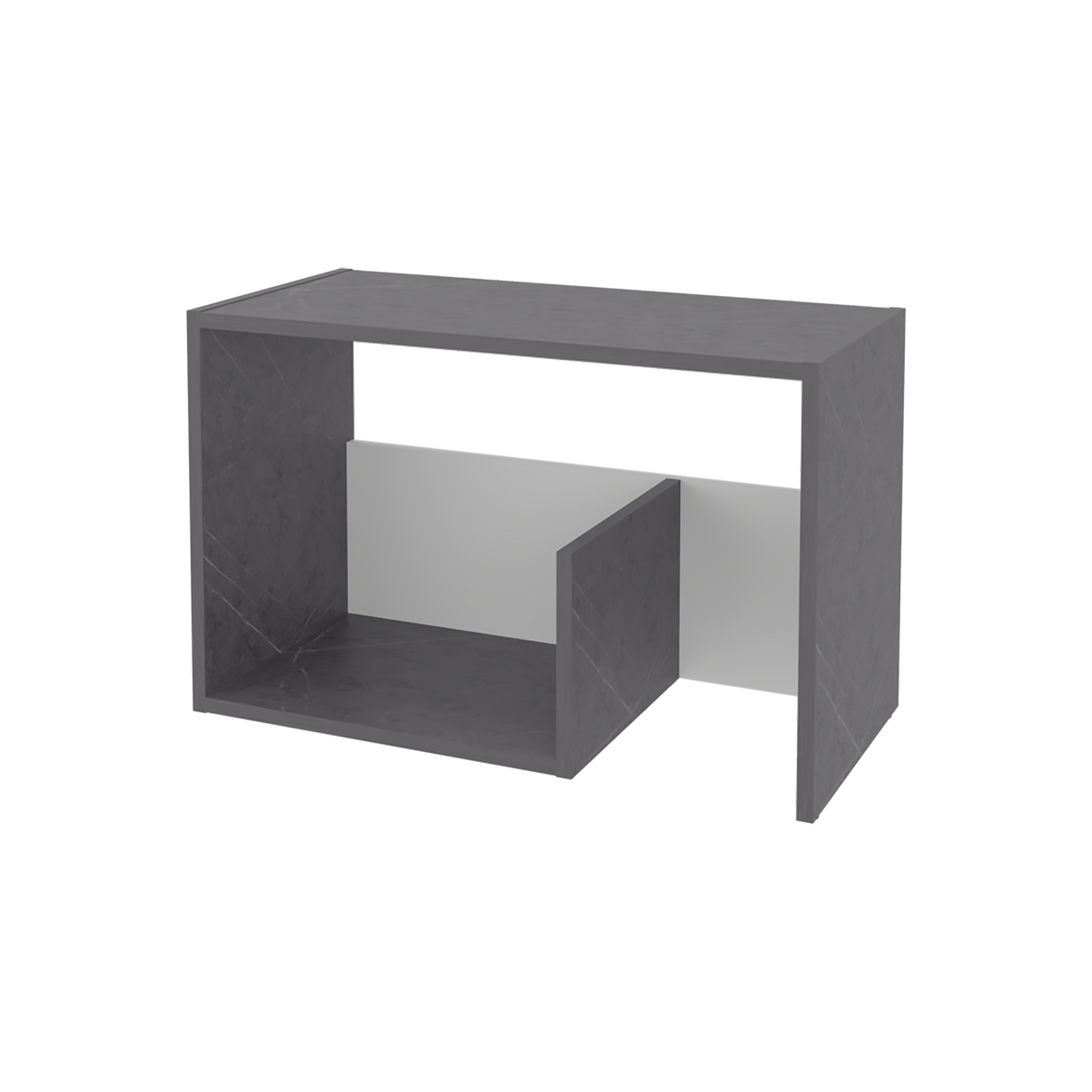 Mesa Auxiliar Rectangular Everett Onix y Blanco 40x63cm con Tres Compartimientos - MESAS AUXILIARES | Bylmo