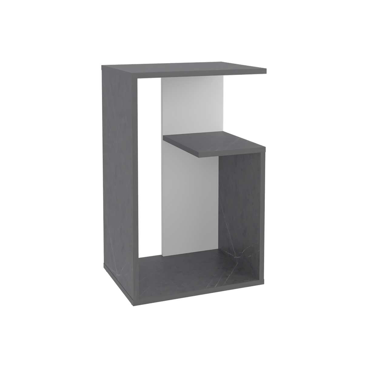 Mesa Auxiliar Rectangular Everett Onix y Blanco 40x63cm con Tres Compartimientos - MESAS AUXILIARES | Bylmo