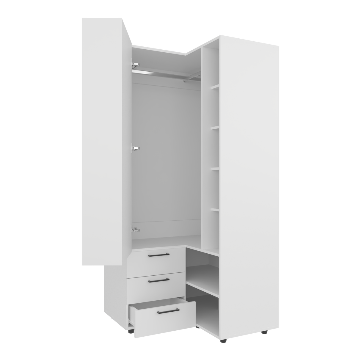 Closet Toulouse Blanco 85x180cm Con Tres Cajones y Diez Compartimientos - CLOSETS | Bylmo