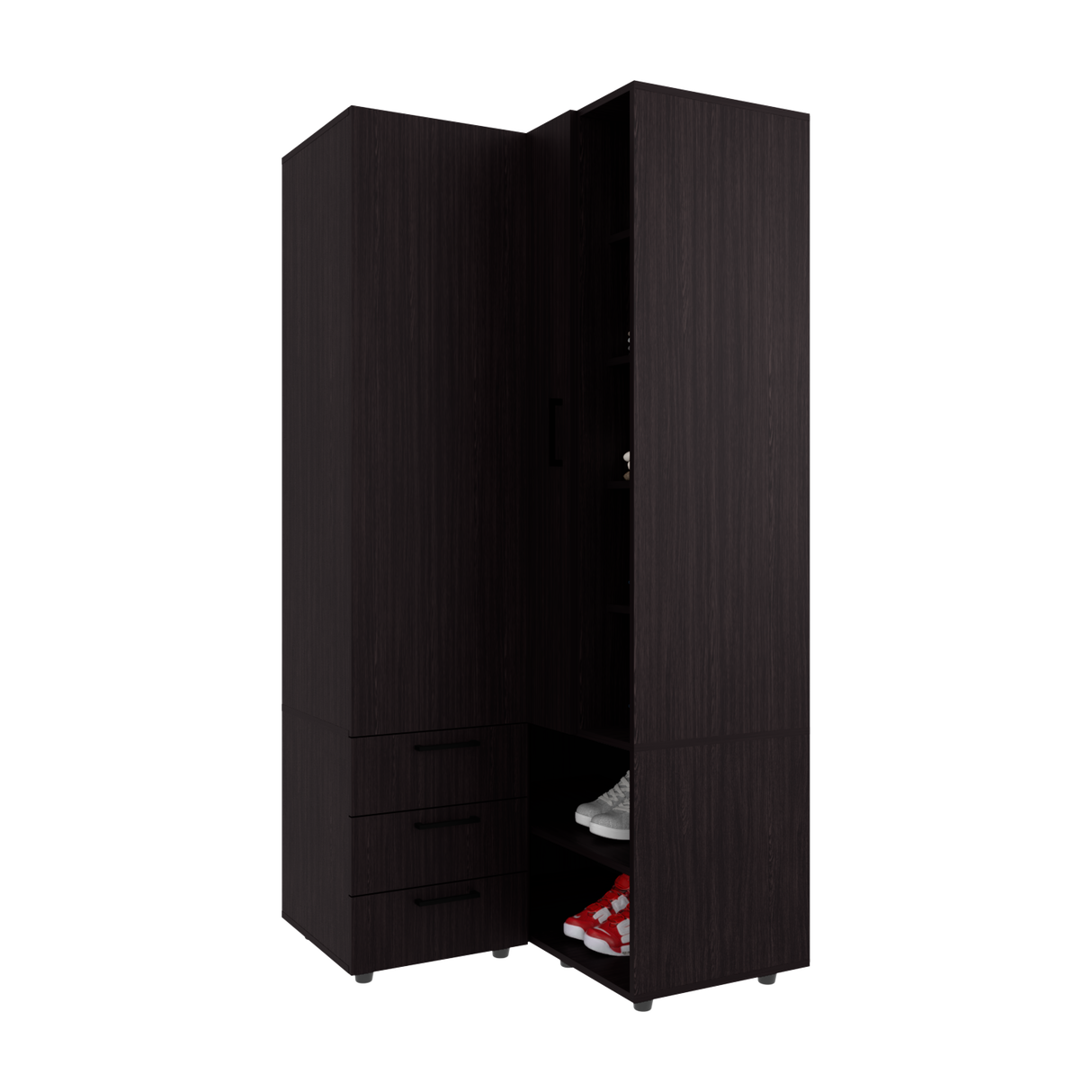 Closet Toulouse Wengue 85x180cm Con Tres Cajones y Diez Compartimientos - CLOSETS | Bylmo