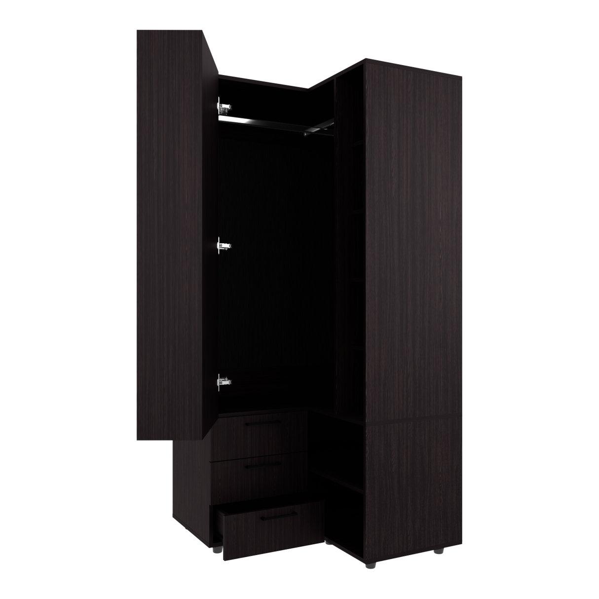Closet Toulouse Wengue 85x180cm Con Tres Cajones y Diez Compartimientos - CLOSETS | Bylmo