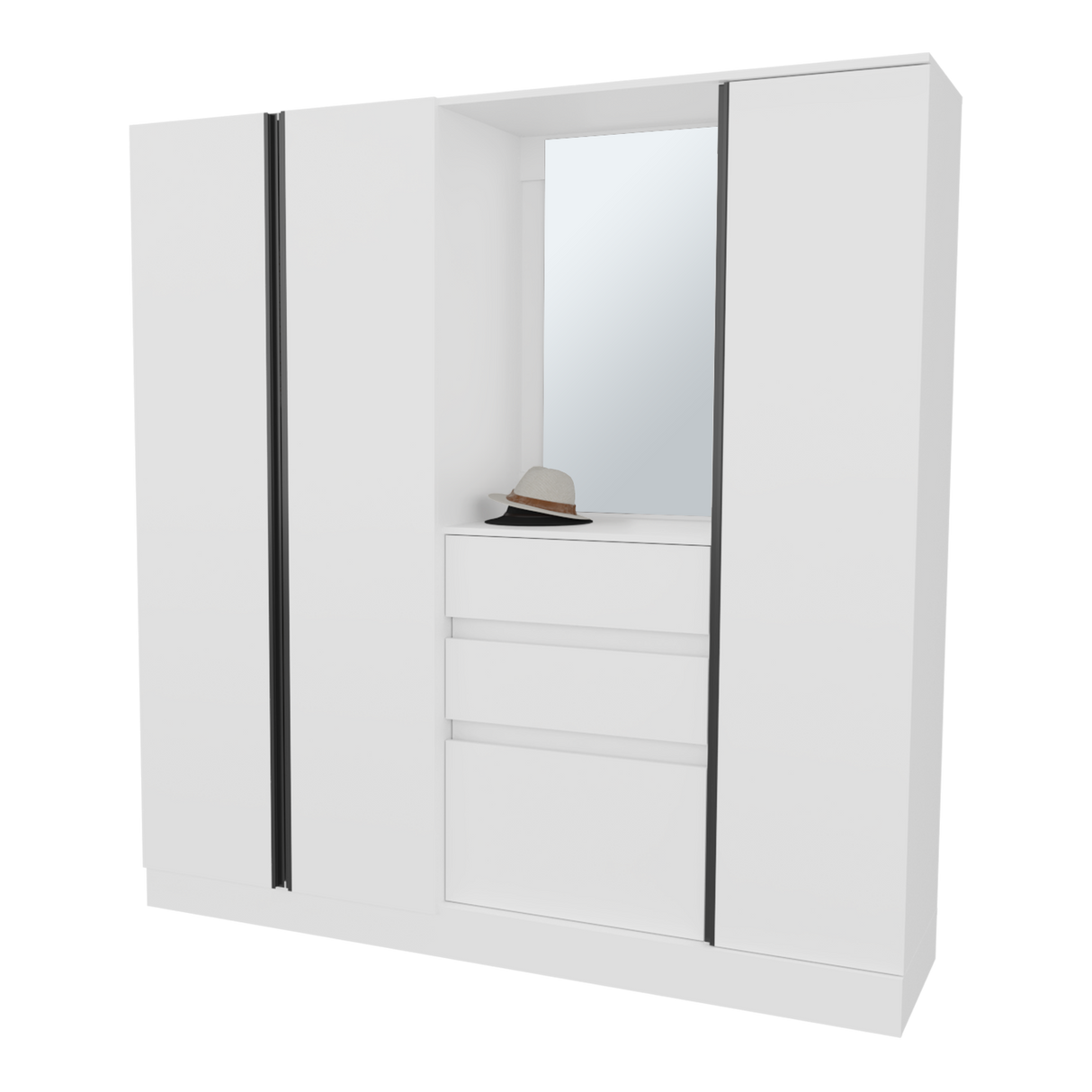 Closet Kamelot Blanco 178x186cm Con Dos Cajones Nueve Compartimientos y con Espejo - CLOSETS | Bylmo