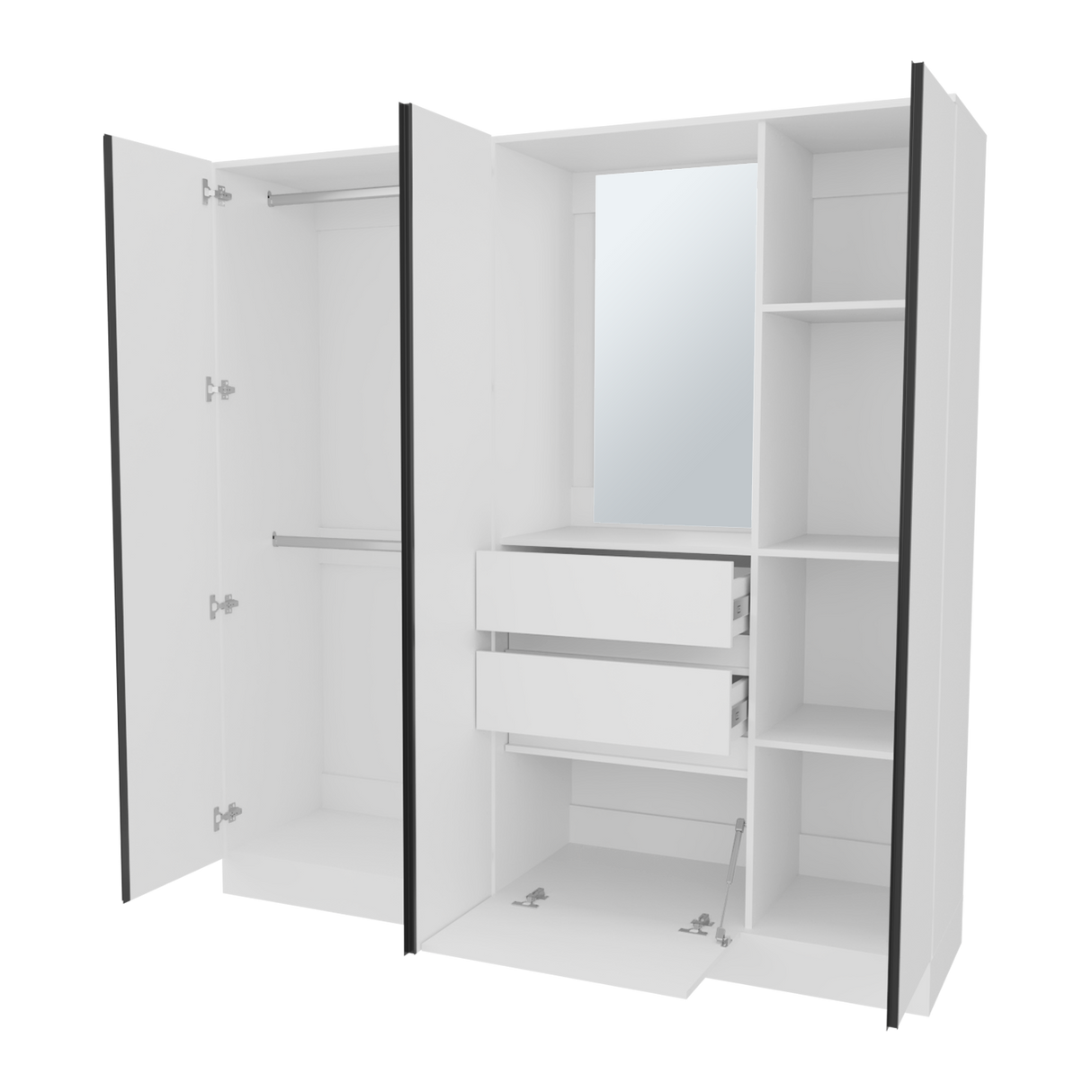 Closet Kamelot Blanco 178x186cm Con Dos Cajones Nueve Compartimientos y con Espejo - CLOSETS | Bylmo