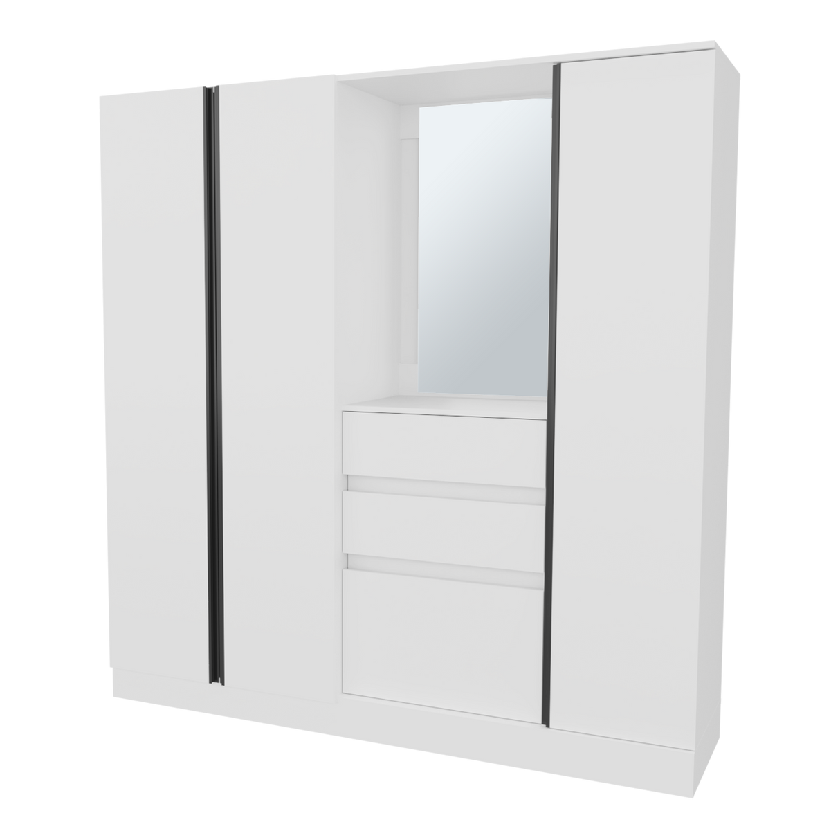 Closet Kamelot Blanco 178x186cm Con Dos Cajones Nueve Compartimientos y con Espejo - CLOSETS | Bylmo