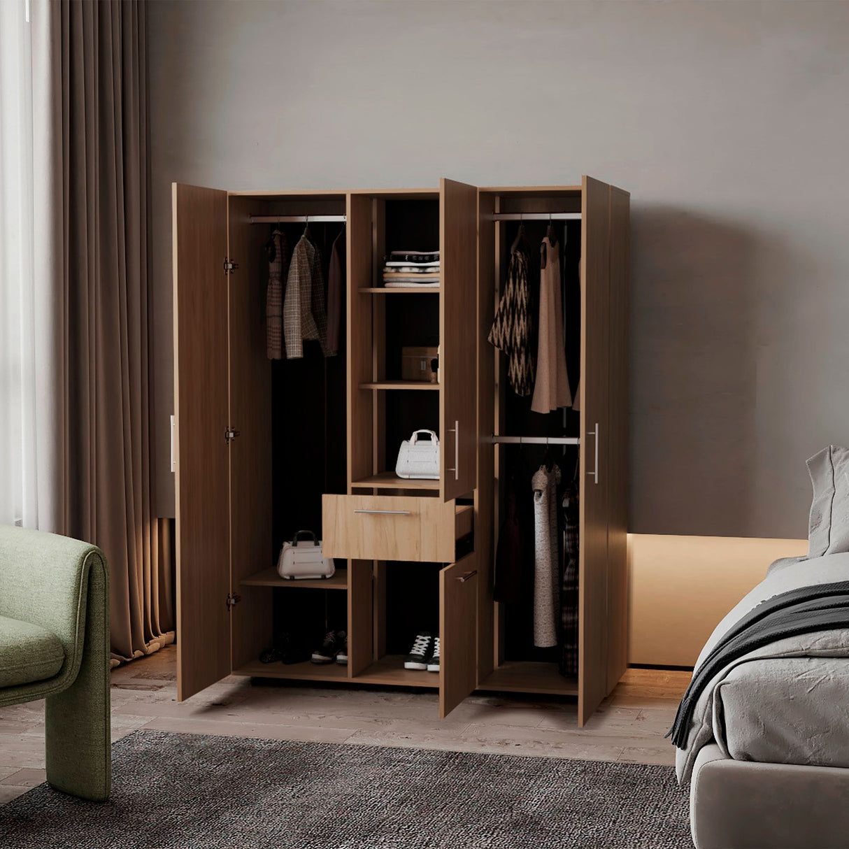 Closet Bariloche Fresno Europeo 140x178cm Con Un Cajón y Ocho Compartimientos - CLOSETS | Bylmo