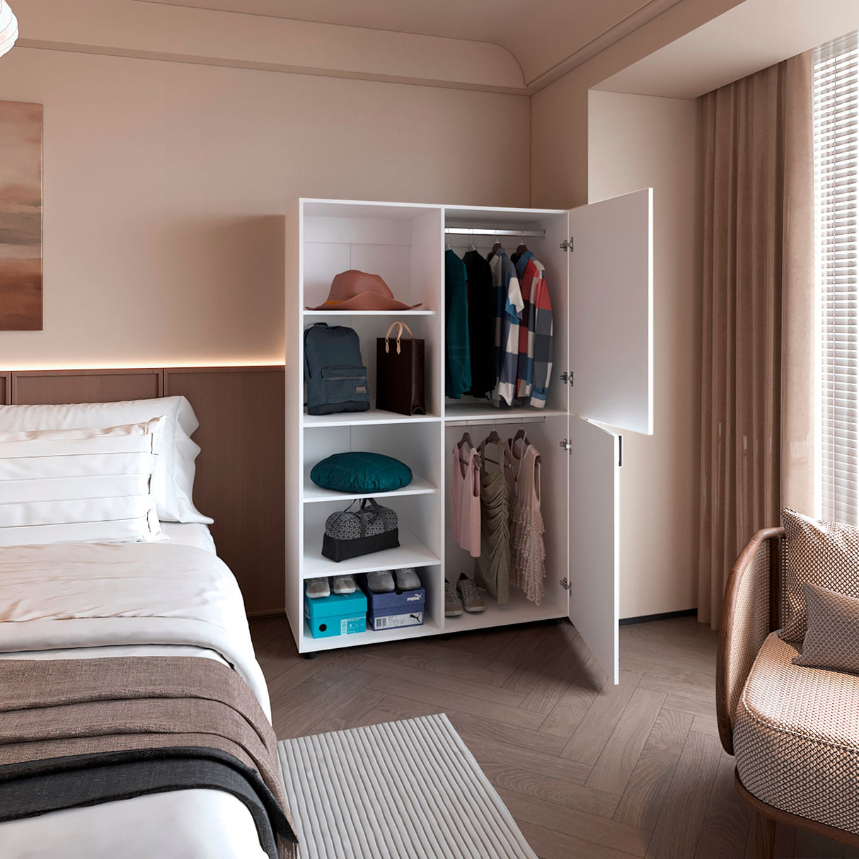 Closet Eco Blanco 120x184cm Con Siete Compartimientos - CLOSETS | Bylmo