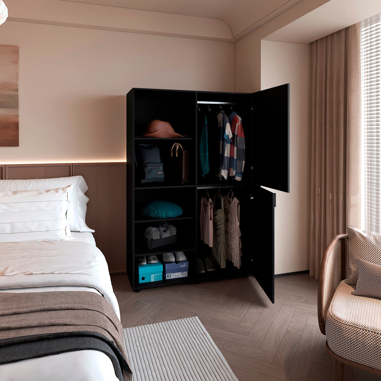 Closet Eco Wengue 120x184cm Con Siete Compartimientos - CLOSETS | Bylmo