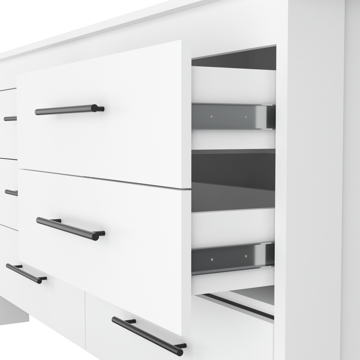 Cómoda HMS Blanco 150x81cm de Tres Hileras con Seis Cajones - CAJONERAS Y COMODAS | Bylmo