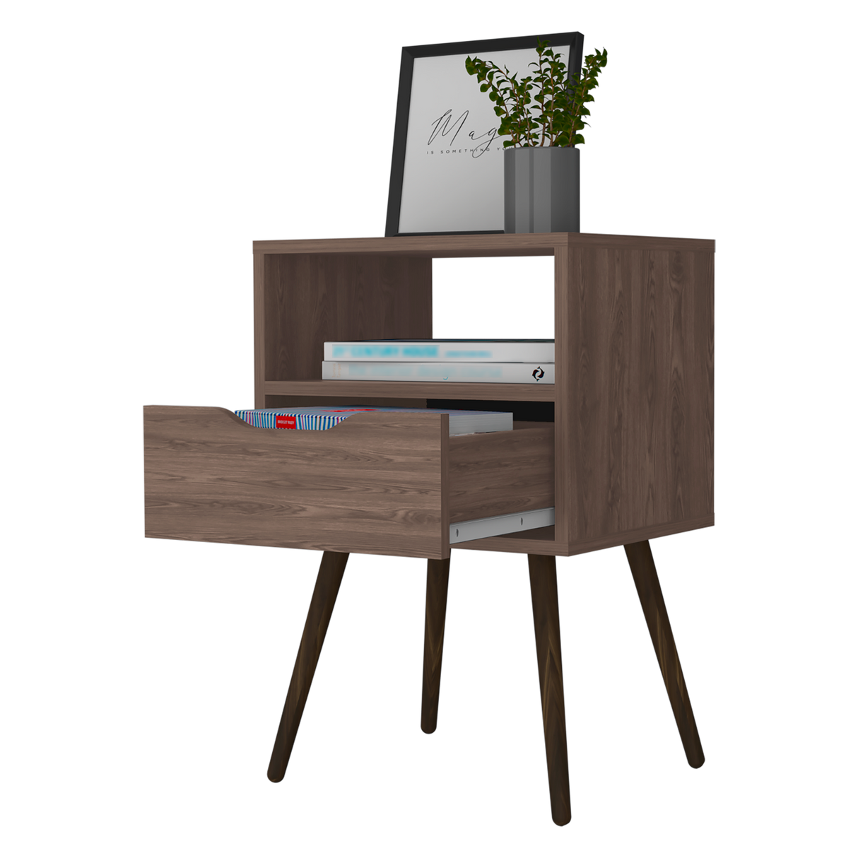 Mesa de Noche Otom Coñac 40x63cm Con Un Cajón - MESAS DE NOCHE | Bylmo