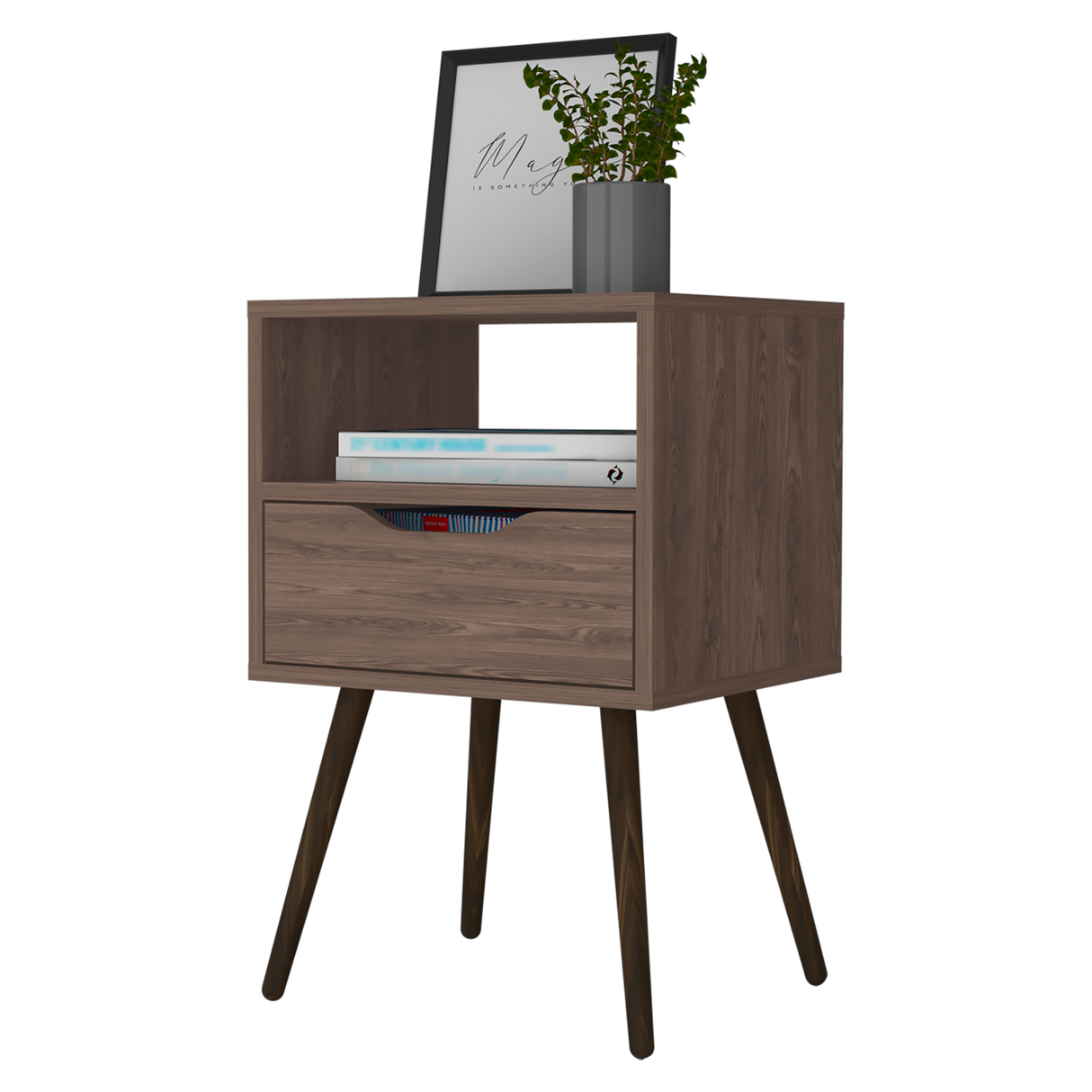 Mesa de Noche Otom Coñac 40x63cm Con Un Cajón - MESAS DE NOCHE | Bylmo