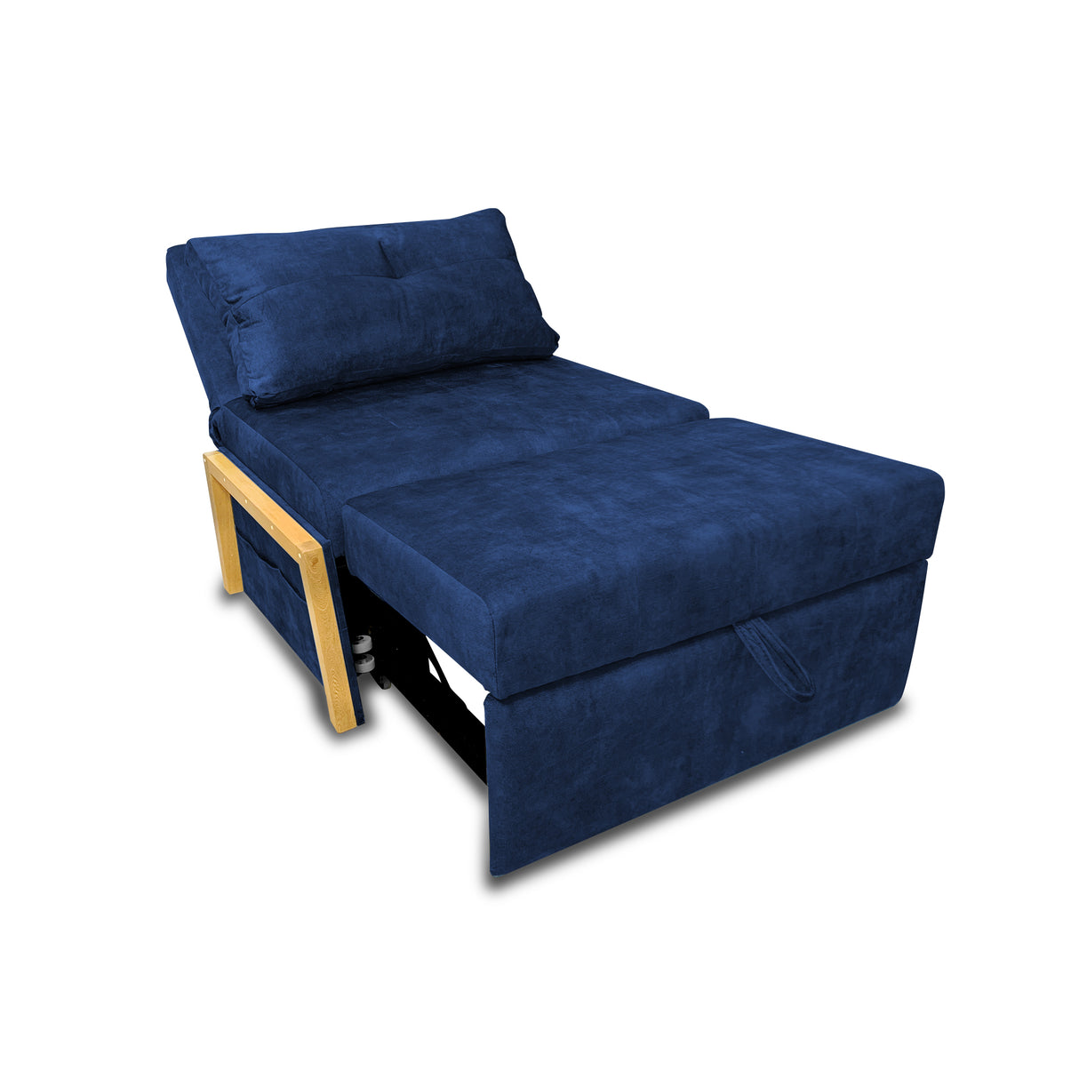 Silla Poltrona Reclinable Dorian Azul Oscuro 100x75cm de Un Puesto con Bolsillos y Reposapiés - SOFAS Y POLTRONAS | Bylmo