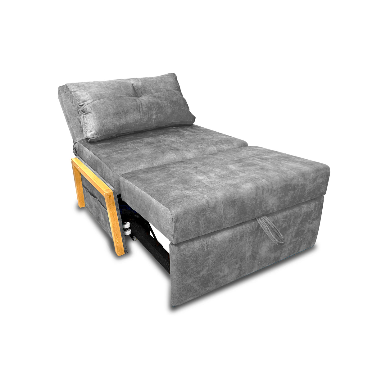 Silla Poltrona Reclinable Dorian Gris 100x75cm de Un Puesto con Bolsillos y Reposapiés - SOFAS Y POLTRONAS | Bylmo