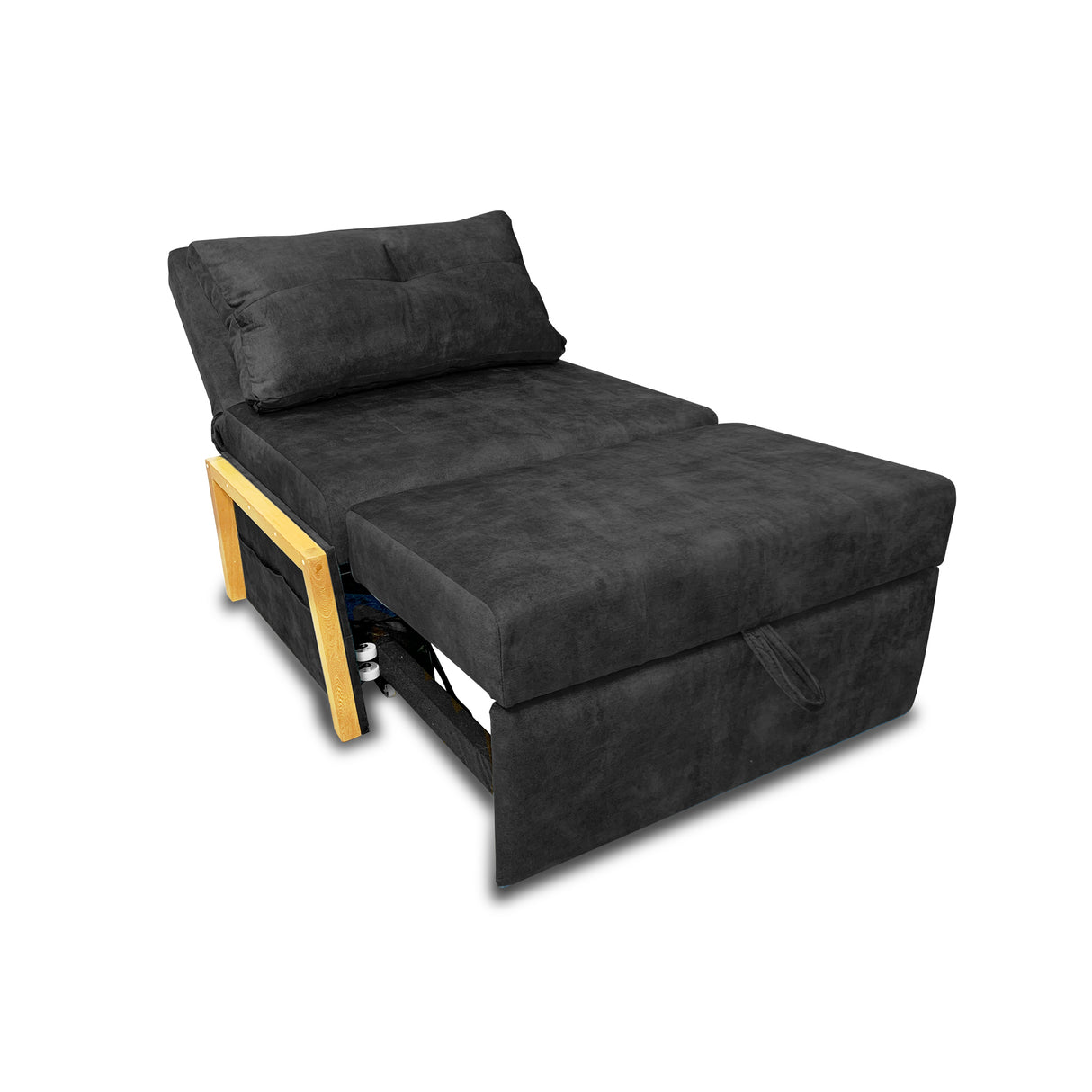 Silla Poltrona Reclinable Dorian Negro 100x75cm de Un Puesto con Bolsillos y Reposapiés - SOFAS Y POLTRONAS | Bylmo