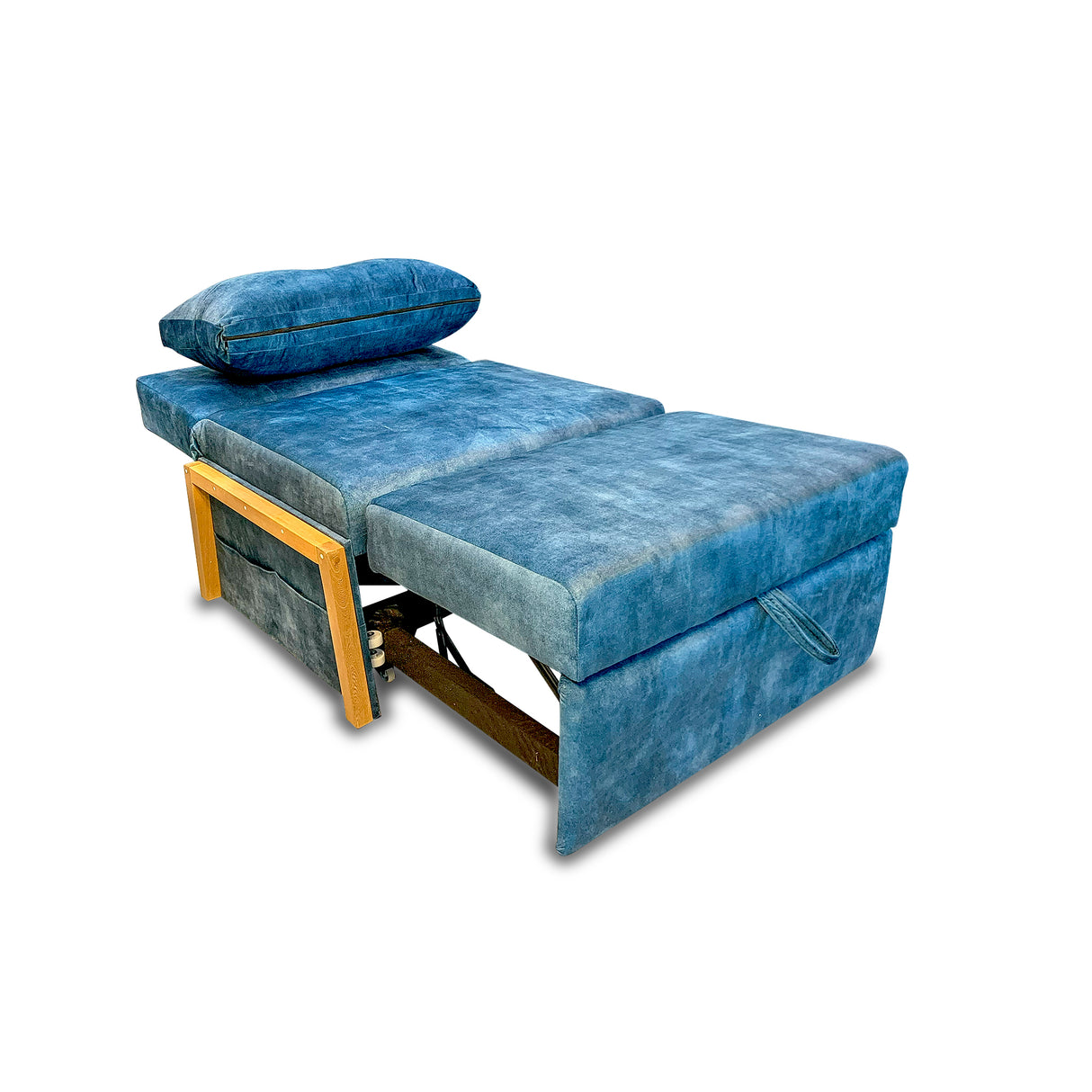 Silla Poltrona Reclinable Dorian Azul 100x75cm de Un Puesto con Bolsillos y Reposapiés - SOFAS Y POLTRONAS | Bylmo