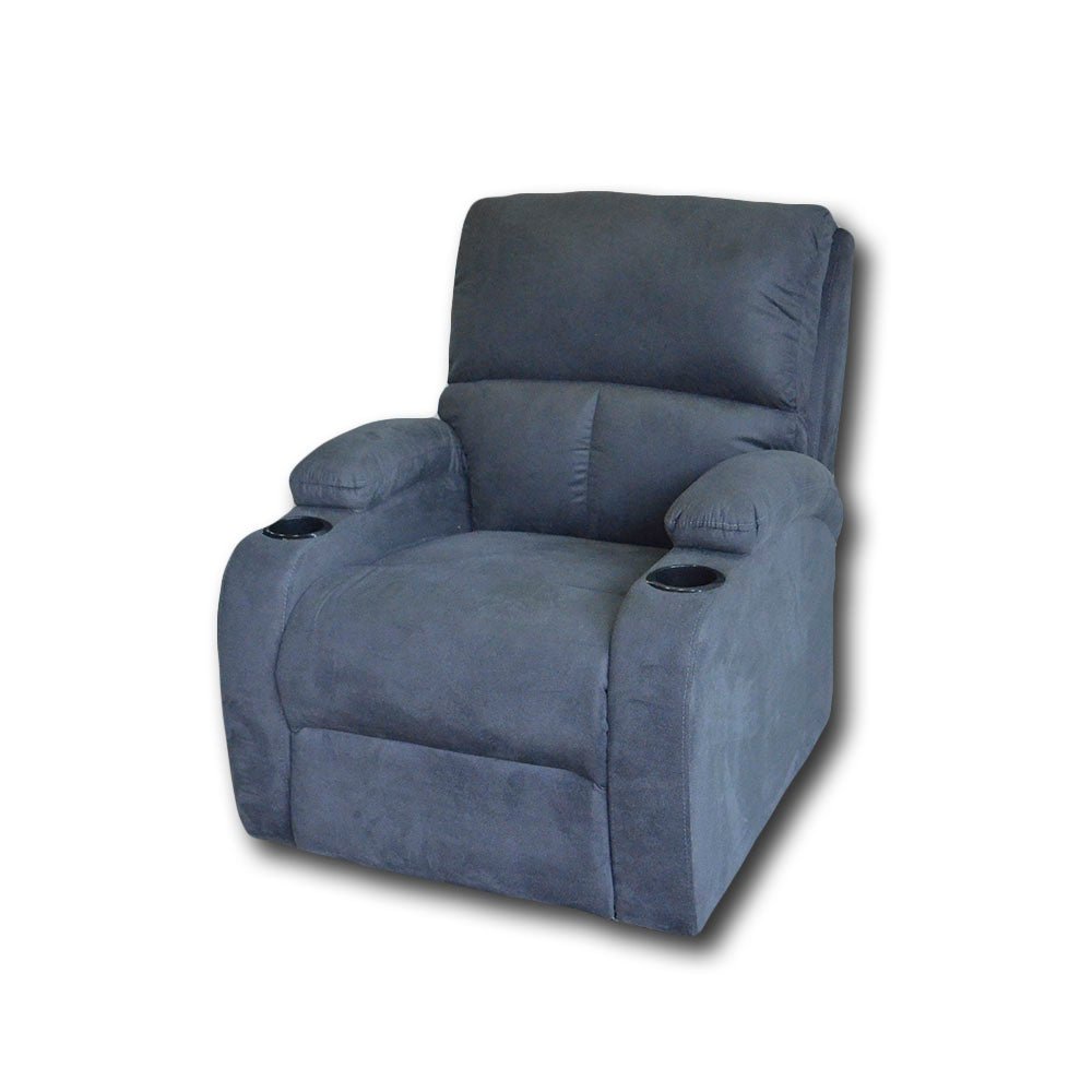 Silla Poltrona Reclinable Manual Reclinomatic Eco Gris 77x90cm con Reposapiés y con Portavasos - SOFAS Y POLTRONAS | Bylmo