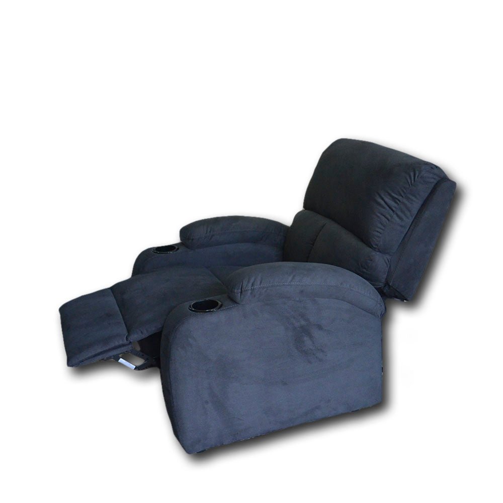 Silla Poltrona Reclinable Manual Reclinomatic Eco Gris 77x90cm con Reposapiés y con Portavasos - SOFAS Y POLTRONAS | Bylmo