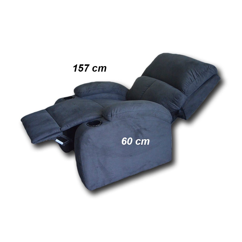 Silla Poltrona Reclinable Manual Reclinomatic Eco Gris 77x90cm con Reposapiés y con Portavasos - SOFAS Y POLTRONAS | Bylmo