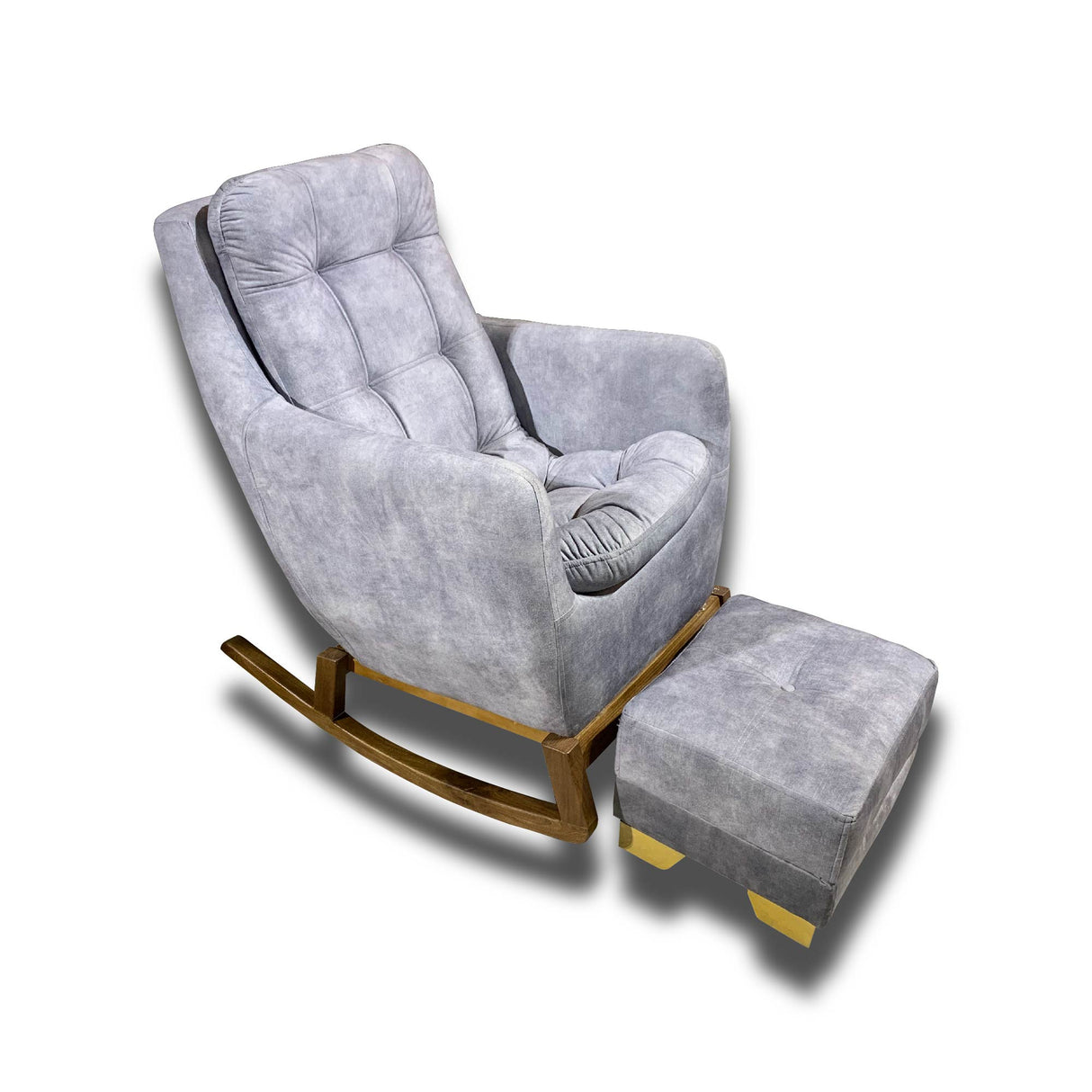 Poltrona Mecedora Paris Gris 68x102cm con Puff - SOFAS Y POLTRONAS | Bylmo