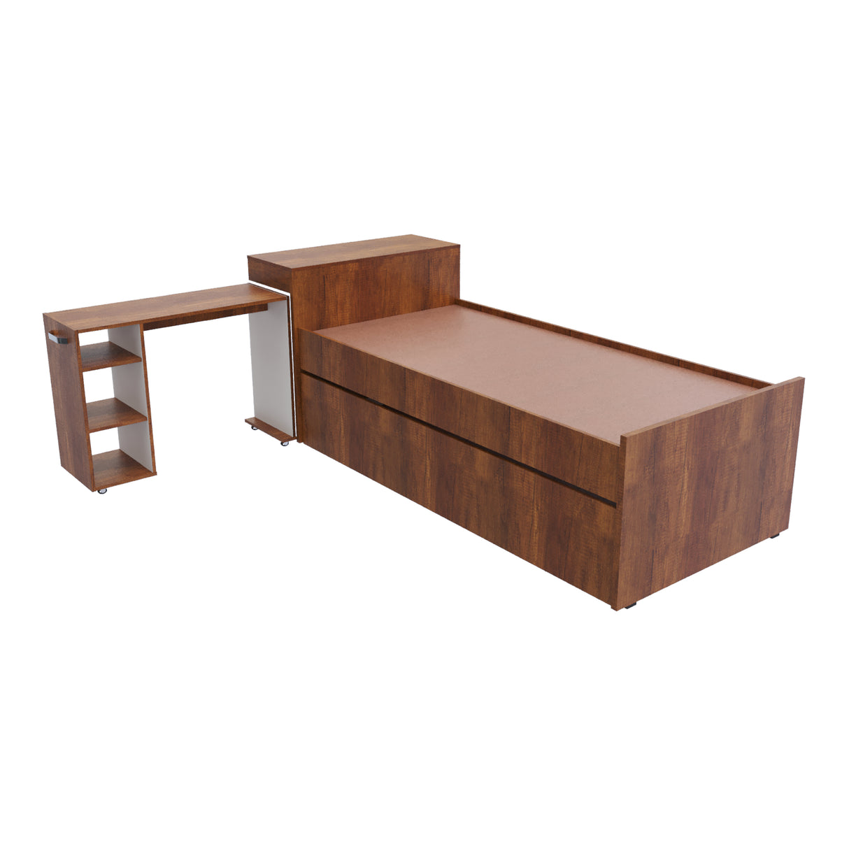 Cama Nido Lia Caramelo 96x83cm con Escritorio para Cama Sencilla y sin Colchones - CAMAS | Bylmo