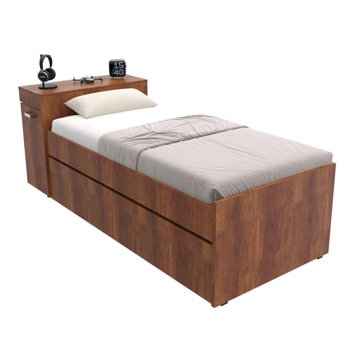 Cama Nido Lia Caramelo 96x83cm con Escritorio para Cama Sencilla y sin Colchones - CAMAS | Bylmo