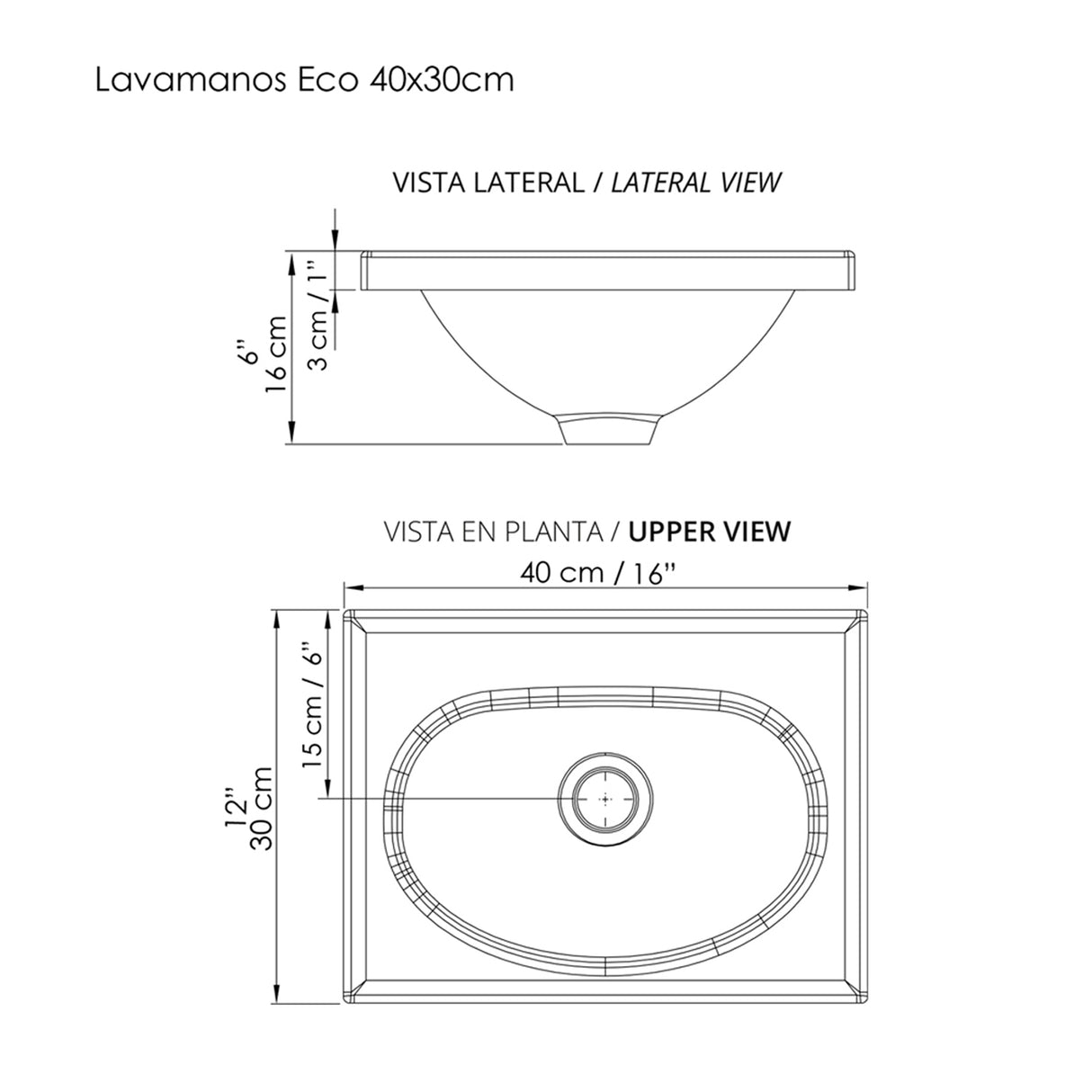 Mueble para Lavamanos Flotante Essential Soder 40x48cm con Lavamanos Eco y con Un Cajón - MUEBLES PARA LAVAMANOS | Bylmo