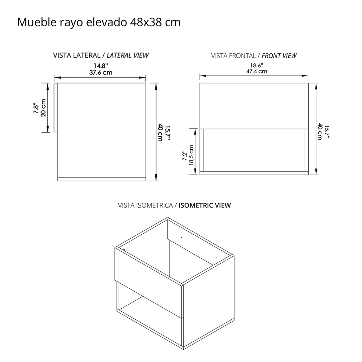 Mueble para Lavamanos Flotante Essential Mitte 48x40cm con Lavamanos Eco - MUEBLES PARA LAVAMANOS | Bylmo