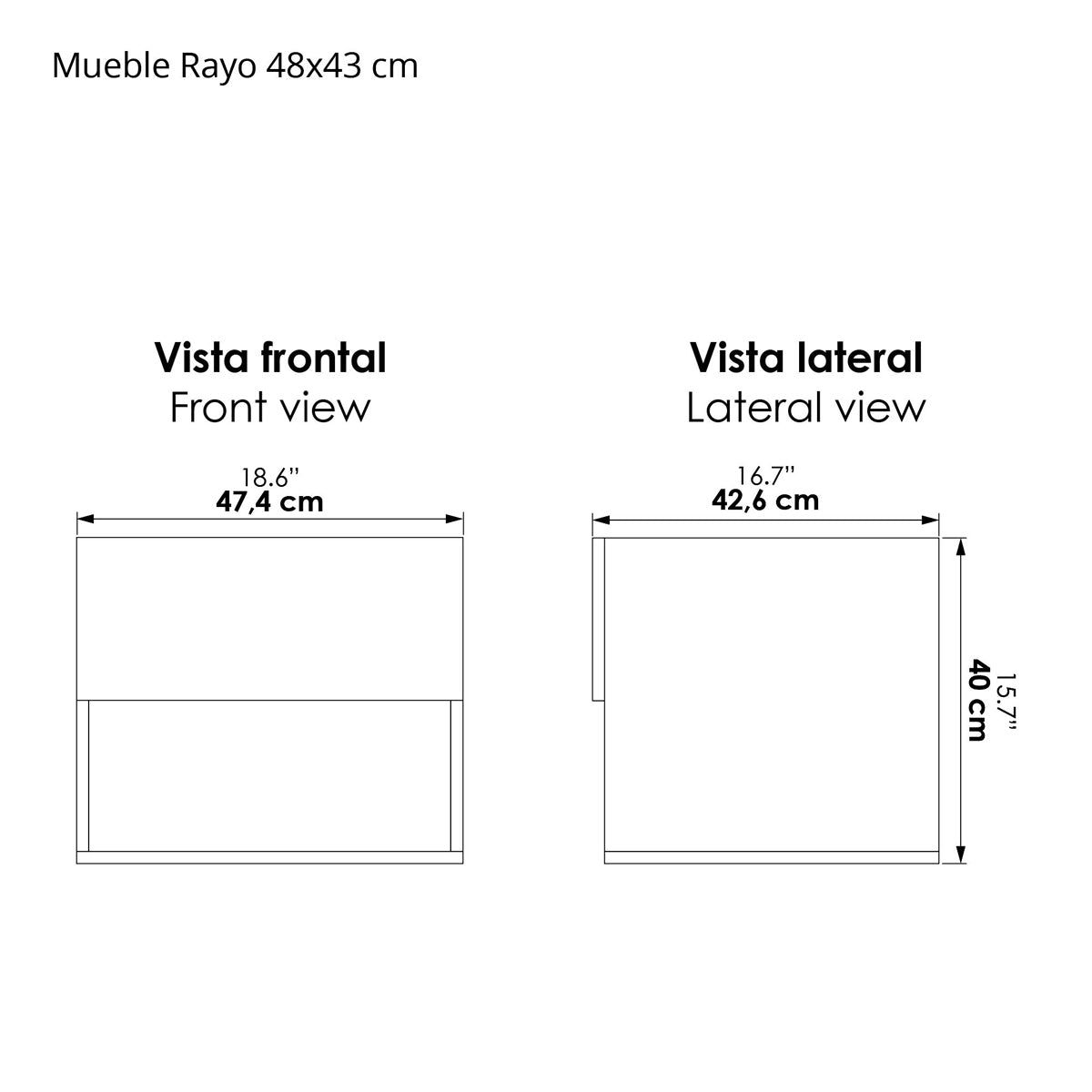 Mueble para Lavamanos Flotante Essential Soder 48x40cm con Lavamanos Oslo - MUEBLES PARA LAVAMANOS | Bylmo