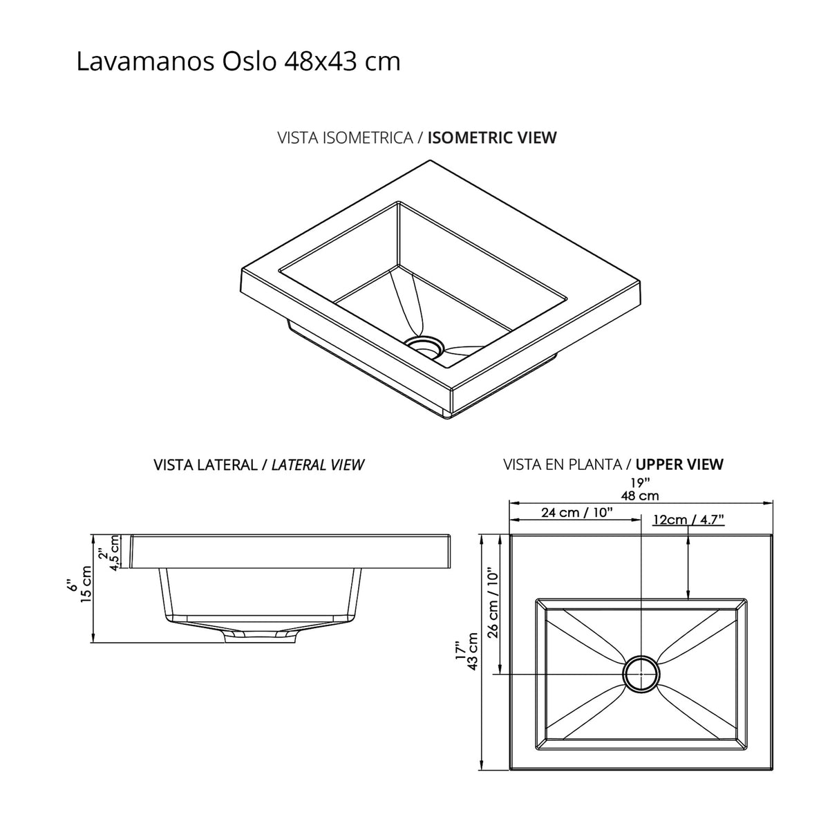 Mueble para Lavamanos Flotante Essential Soder 48x40cm con Lavamanos Oslo - MUEBLES PARA LAVAMANOS | Bylmo