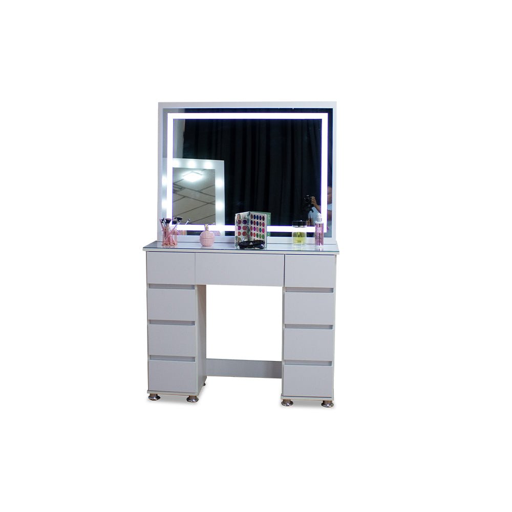 Tocador con Espejo Jazmin Blanco 105x165cm con Nueve Cajones - TOCADORES | Bylmo
