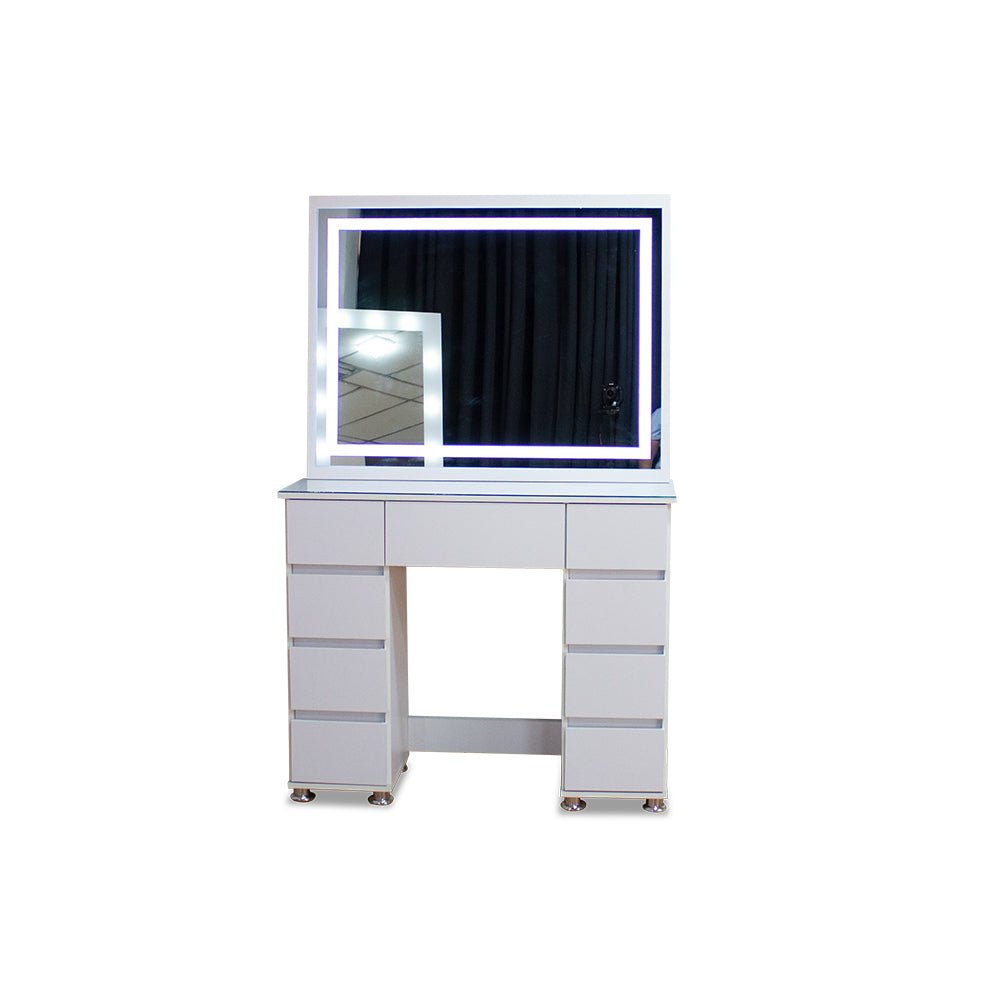 Tocador con Espejo Jazmin Blanco 105x165cm con Nueve Cajones - TOCADORES | Bylmo