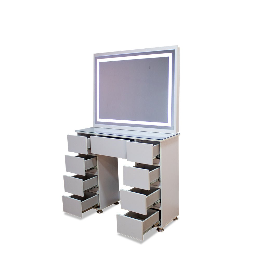 Tocador con Espejo Jazmin Blanco 105x165cm con Nueve Cajones - TOCADORES | Bylmo