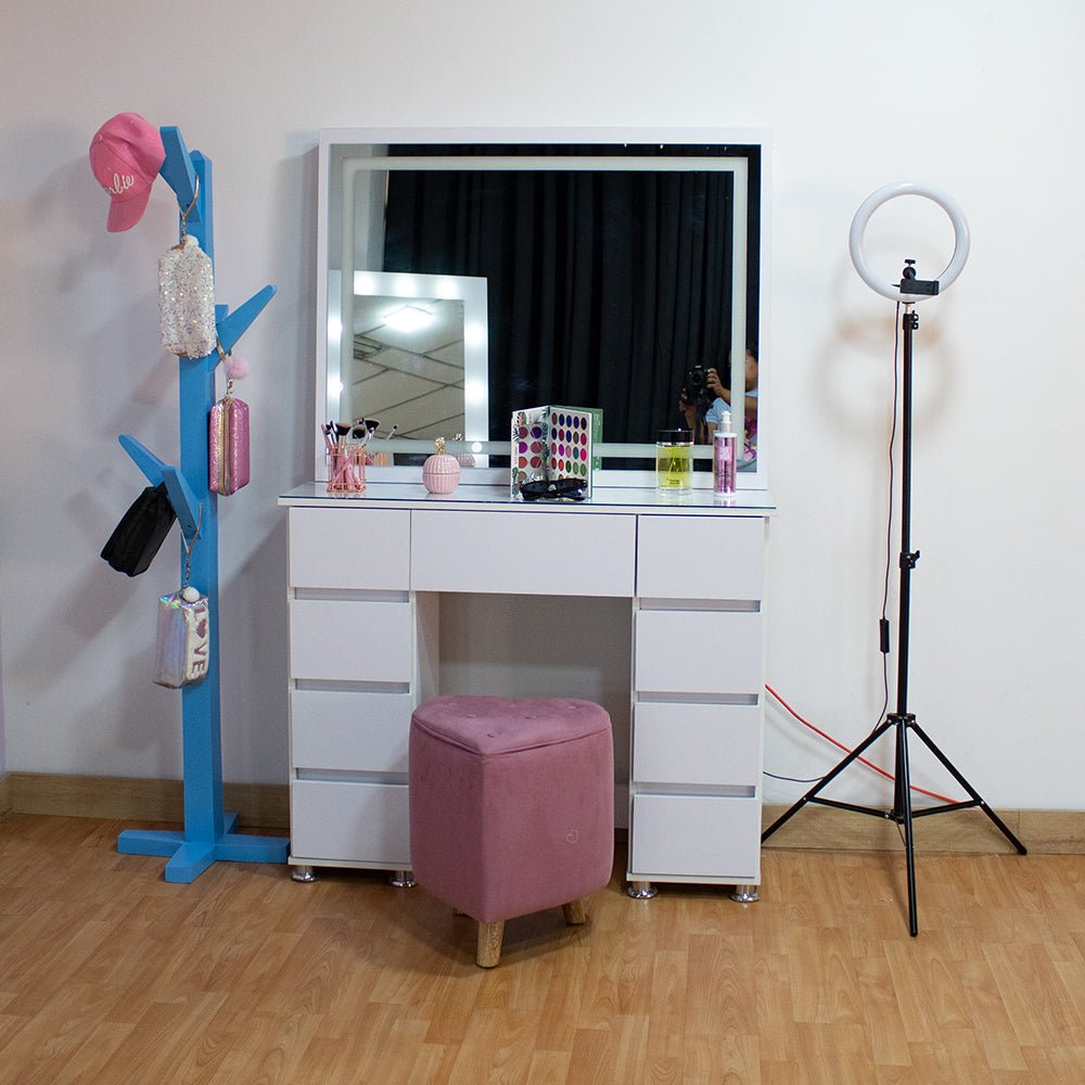 Tocador con Espejo Jazmin Blanco 105x165cm con Nueve Cajones - TOCADORES | Bylmo